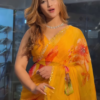 Yellow Chiffon Printed Saree - Image 2