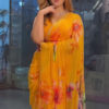 Yellow Chiffon Printed Saree - Image 3