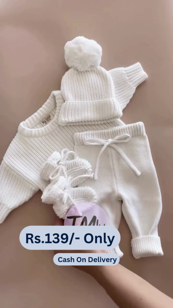 Baby Newborn Hooded Knitted Winter Jumpsuit Toddler Overalls One-Piece Bodysuit
