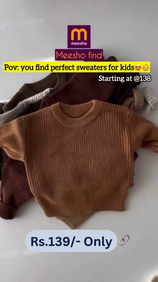 Baby Girl Boy Knit Sweater Pullover Sweatshirt Warm Long Sleeve Shirt Tops Knitted Fall Winter Clothes, Brown, - Image 6