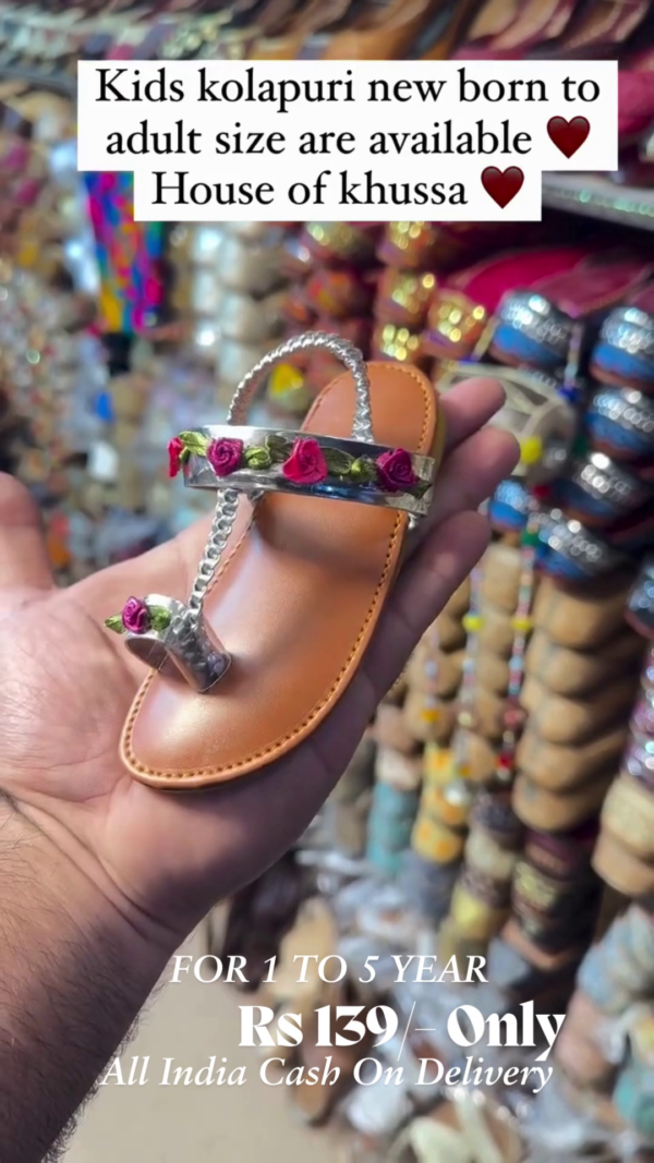 Original Kolhapuri ethnic flats for  | Leather fancy kollapur chappal  | Traditional kolapuri footwear | colapuri for girls | Pink color | Best Kolhapuri - Image 2