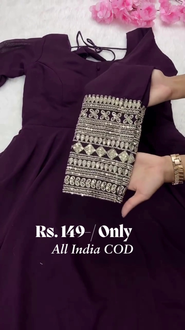 Women Embroidered Anarkali Kurta Set with Dupatta - Image 3