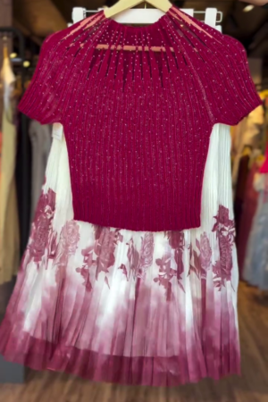 Buy  Crop top with double shade skirt