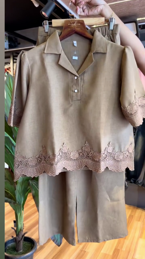 Buy  Three-Quarter Sleeves Pure Cotton Shirt With Trousers - Co-Ords for Women - Image 3