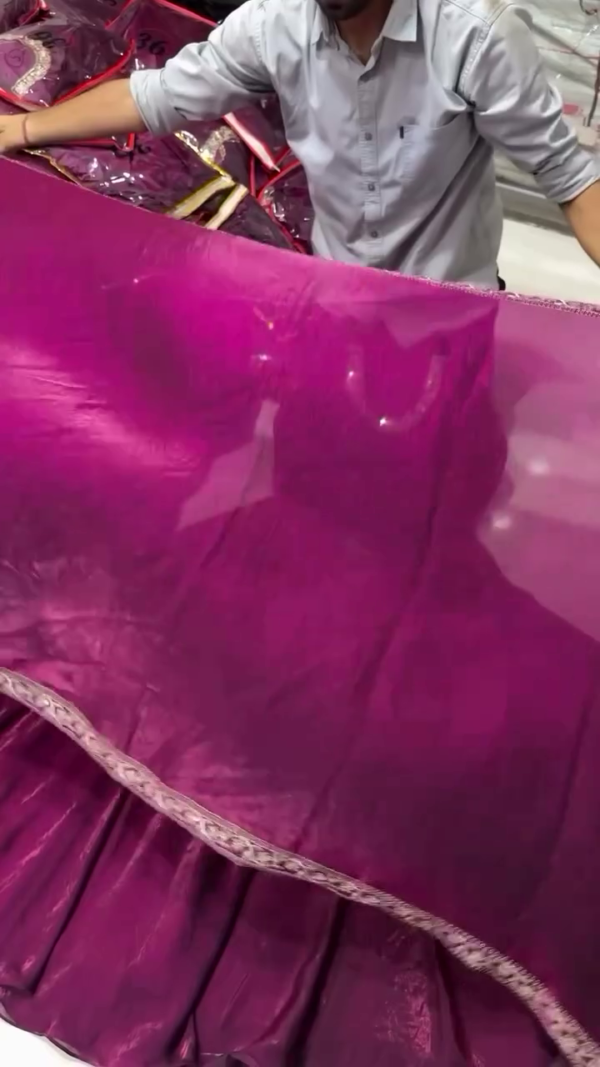 New Designer  Silk Work Party Gown - Image 4
