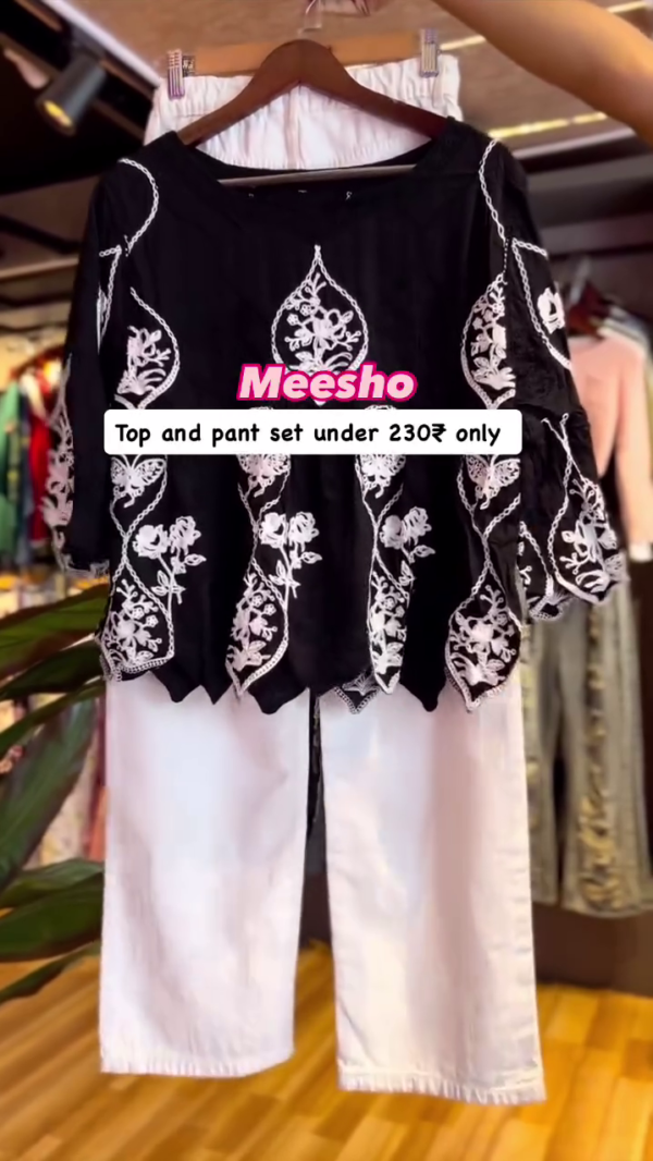 beautifully embroidered Top With White pant for women - Image 4