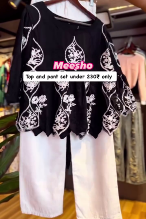 beautifully embroidered Top With White pant for women