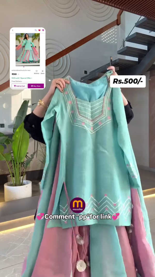 New Designer kurta with sharara with dupatta Sat - Image 5