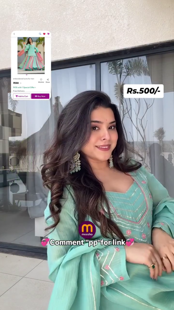 New Designer kurta with sharara with dupatta Sat - Image 3