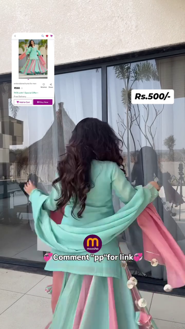 New Designer kurta with sharara with dupatta Sat - Image 2