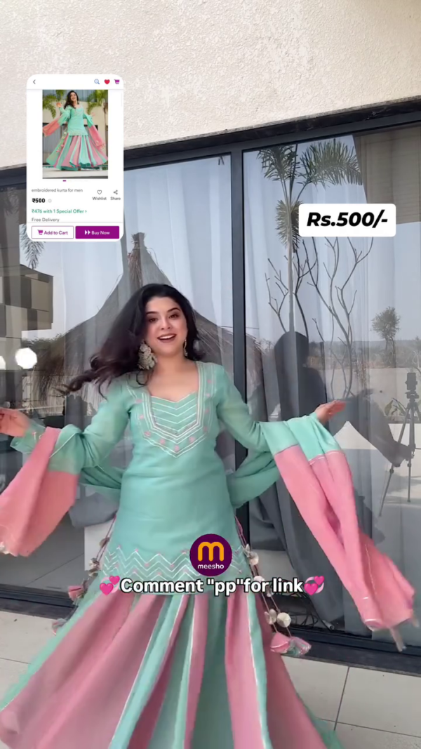 New Designer kurta with sharara with dupatta Sat - Image 6